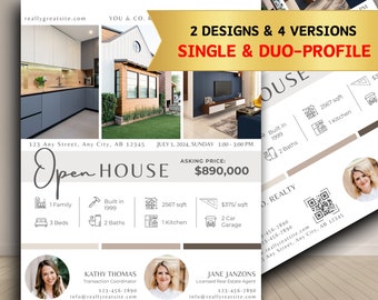 Szablon ulotki Open House, nowoczesna ulotka Open House, szablon ulotki Real Estate, ulotka Real Estate Marketing, Canva Real Estate Template
