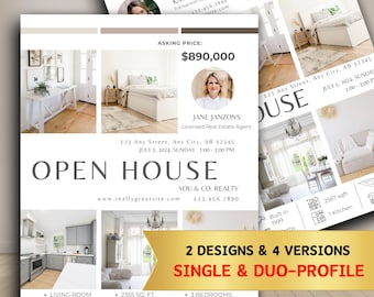 Open House Flyer Template, Modern Open House Flyer, Real Estate Flyer Template, Real Estate Marketing Flyer, Canva Real Estate Template