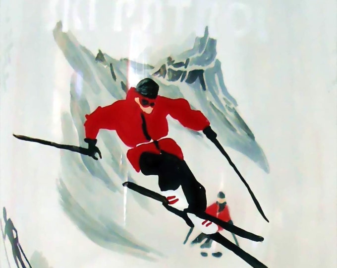 SKIING WINE GLASS Skier Glass Hand Painted Wine Glass Personalized Wine