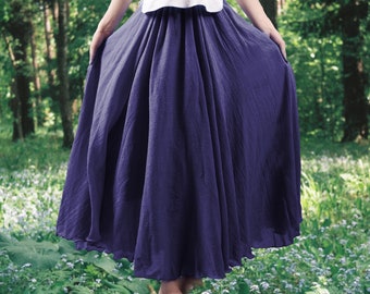 32 Color Skirt, Linen Skirt, Elastic Waist Skirt, Women's Clothing