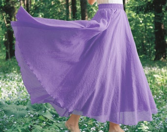 Violetter Leinenrock, Leinenrock, elastischer Taillenrock, Damenbekleidung