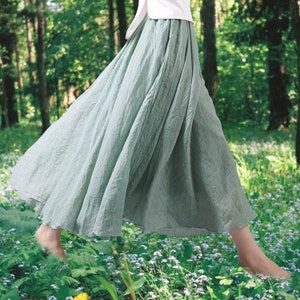 Linen Cotton Skirt, 32 Colours Available, Elastic Waist, Maxi Skirt