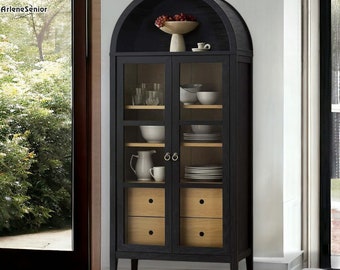 Tall Arched Storage Display Cabinet in a Modern Farmhouse