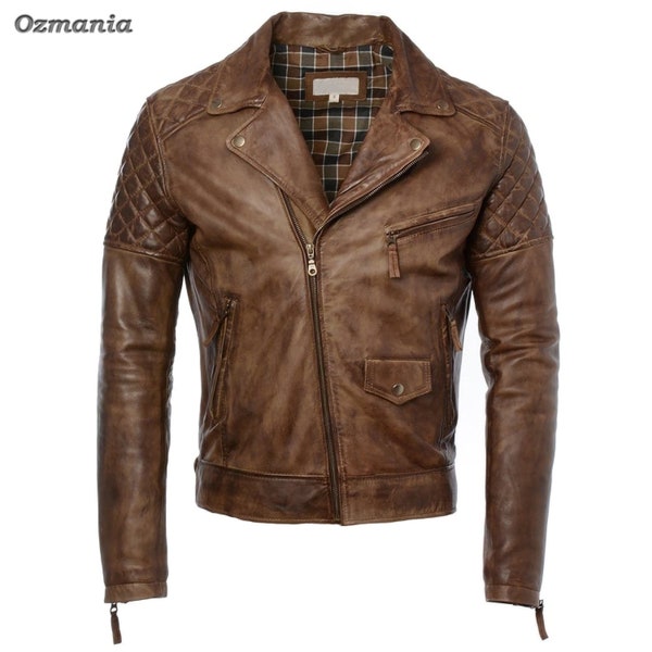 Men's Leather Jacket - Biker, Moto, Distressed | Made to Order