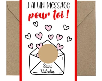 Carte Saint-Valentin - Carte à gratter personnalisable - Carte enveloppe je t'aime