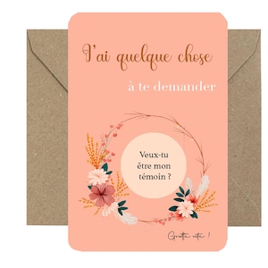 Carte à gratter : Veux-tu être mon témoin ? Veux-tu être ma témoin ? Annonce de mariage - Personnalisation du prénom ou surnom du témoin
