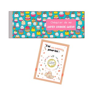 KIT super grande soeur - Annonce de grossesse - Carte à gratter "Tu vas être grande soeur! " - Chéquier super grande soeur personnalisable