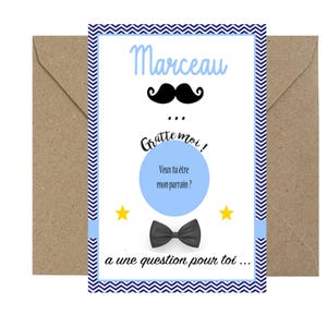 Carte à gratter parrain "Veux-tu être mon parrain ?" - Personnalisation du prénom - Carte annonce de grossesse - demande marraine