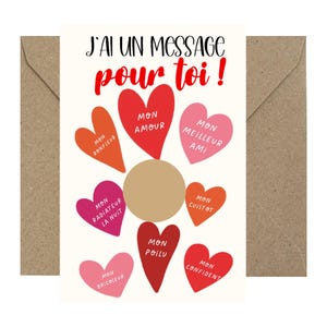 Valentine's Day Card - Customizable Scratch Card - I Love You Hearts Card