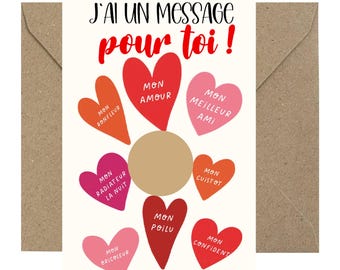 Valentine's Day Card - Customizable Scratch Card - I Love You Hearts Card