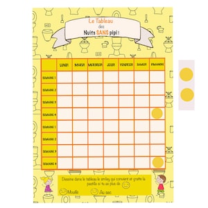 Tableau des nuits sans pipi - Affiche à gratter - Je grandis - Carte à gratter - Tableau récompense