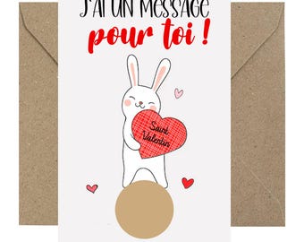 Carte Saint-Valentin - Carte à gratter personnalisable - Carte je t'aime
