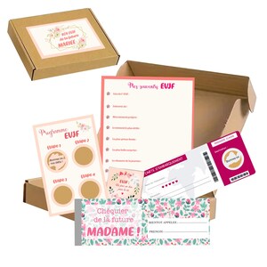 Box enterrement de vie de jeune fille - EVJF - Défis future mariée - Carte à gratter programme- Programme EVJF - Carte d'embarquement EVJF