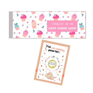Super big sister KIT - Pregnancy announcement - Scratch card "You're going to be a big sister!" - Customizable super big sister checkbook
