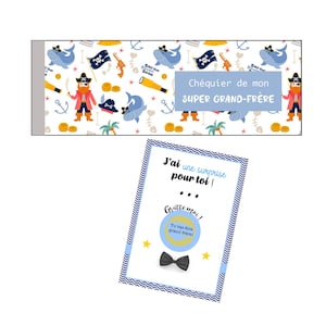 KIT super grand frère- Annonce de grossesse - Carte à gratter "Tu vas être grand frère! " - Chéquier super grand frère personnalisable