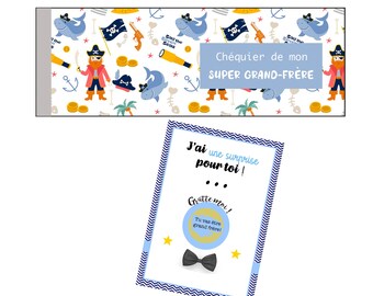Super big brother KIT - Pregnancy announcement - Scratch card "You're going to be a big brother!" - Customizable super big brother checkbook