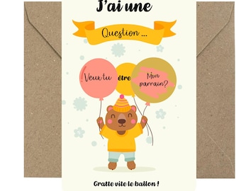 Carte à gratter parrain "Veux-tu être mon parrain ?" - Baptême- Annonce baptême - Demande parrain