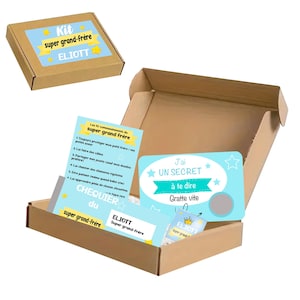Annonce grossesse - Kit Super Grand Frère  - Chéquier Super grand frère- 10 commandements- Badge et  Carte à gratter Super grand frère