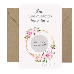 Carte à gratter : Veux-tu être mon témoin ? Veux-tu être ma témoin ? Annonce de mariage - Personnalisation du prénom ou surnom du témoin