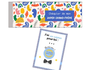 Super big brother KIT - Pregnancy announcement - Scratch card "You're going to be a big brother!" - Customizable super big brother checkbook