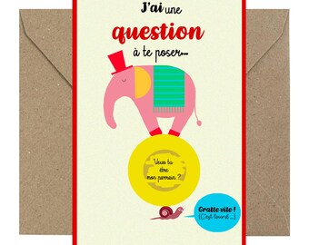 Godfather scratch card "Will you be my godfather?" - Baptism - Baptism announcement - godfather request