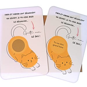 Annonce de grossesse- Carte à gratter : Tu vas être ... Tata, Tonton, Papa, Papi, Mamie, Grand-frère, Grande-soeur, Parrain, Marraine