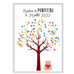 Albero delle impronte digitali personalizzato - Battesimo - Regalo originale e personalizzabile per battesimo o baby shower per neonati e bambini - Libro degli ospiti