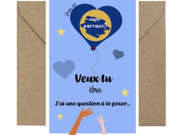 Carte à gratter parrain "Veux-tu être mon parrain ?" - Baptême- Annonce baptême - demande parrain