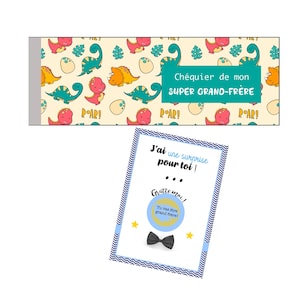 KIT Super irmão mais velho - Anúncio de gravidez - Raspadinha "Você vai ser um irmão mais velho" - Talão de cheques super irmão mais velho personalizável!