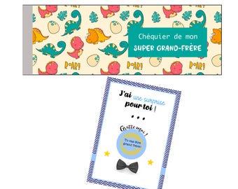Super big brother KIT - Pregnancy announcement - Scratch card "You're going to be a big brother!" - Customizable super big brother checkbook