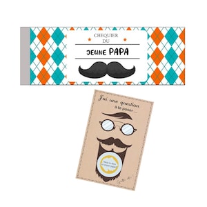 KIT super Papa- Annonce de grossesse - Cartes à gratter "Veux-tu être un super papa ?" - Chéquier Jeune PAPA personnalisable