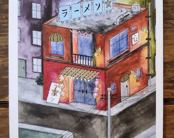 Ramen Star - Japanese street scene ‐ 5" x 7" art print