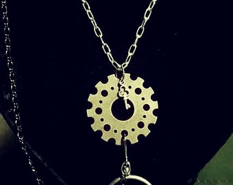 Monocle-, sleutel- & Gear halsketting - Steampunk verstelbare ketting (365 Project, dag 7)