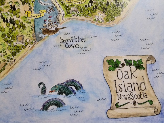 Oak Island Map New Discoveries, 12" X 9" Art Print. Special Edition Full  Size Oak Island, Map, Treasure, Nova Scotia, Pirate Ship, Monster - Etsy