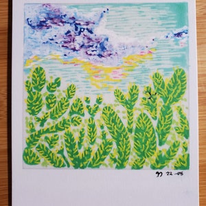 Cactus, recycled Instax painting,  5&quot; x 6&quot; art print. Recycling some old photos with Posca markers