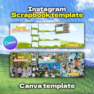 Modelo CANVA | Modelo CANVA para álbum de recortes do Instagram | Post carrossel do IG | Post contínuo
