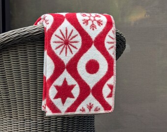 Handmade New Zealand Wool Blanket: Red and White Throw