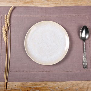 Linen placemats, dusty rose color natural hemstitch set, kitchen dining, ecofriendly table decor, gift for Housewarming, Wedding, All season