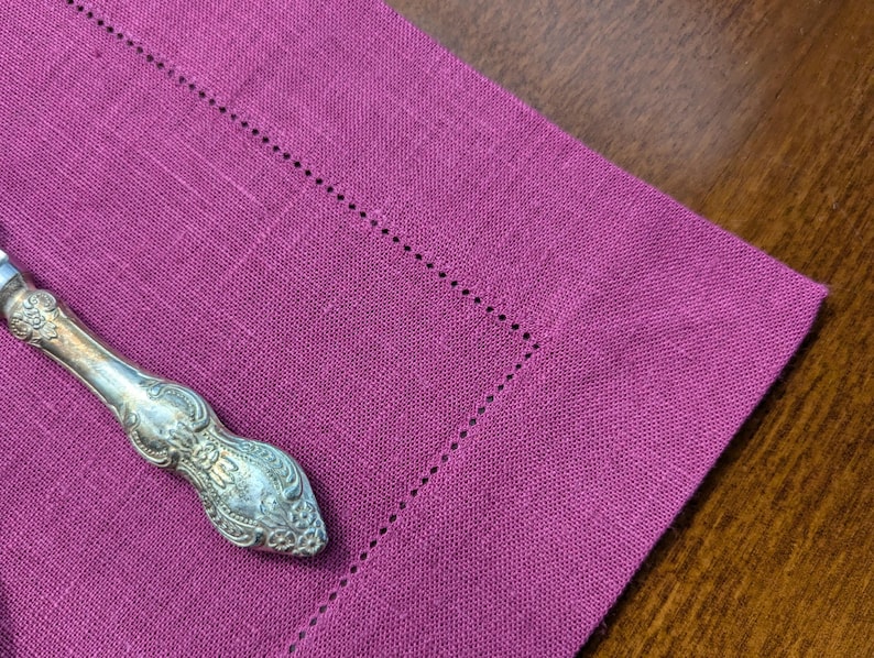 Handmade Linen Hemstitch Placemats: Elegant Table Decor image 8