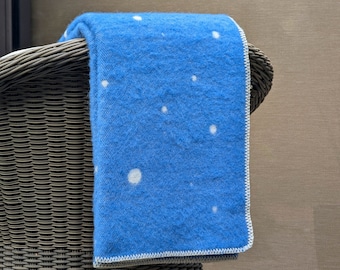 Handmade New Zealand Wool Blanket: Blue Constellation Throw
