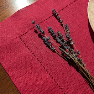 Handmade Linen Hemstitch Placemats: Elegant Table Decor image 10