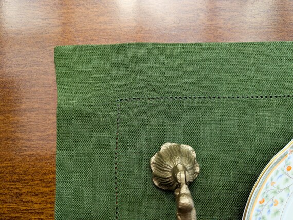 Olive Green Linen Placemats, photo 3
