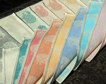 Natural Linen Sheep Towels, Kitchen Tea Towels Set, Various Colors, Farmhouse Dish Towels, Eco-Friendly