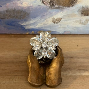 Vintage Flower Rhinestone Brooch