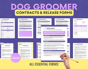 Dog Groomer Contracts | Dog Grooming Essential Forms, Client In-Take, Release Forms, Policies, Invoice + more | Dog Groomer Templates
