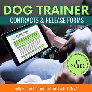 Dog Training Business Essential Forms | Dog Trainer Contracts, Client In-Take, Release Forms, Invoice + more | Downloadable Template Bundle