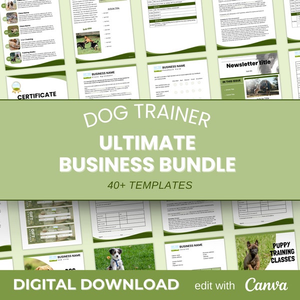 DOG TRAINER The ultimate business bundle | Fully customisable business form templates | Perfect for starting your dog training business