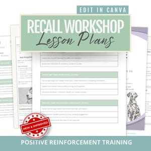 Dog Trainer Recall Workshop Template: 3-Week Lesson Plan (Editable)