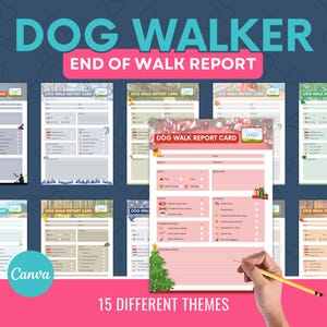 Dog Walking End of Walk Report Cards | 15 Seasonal Designs | Physical Report Cards for Year-Round Client Engagement | Dog Walker Templates