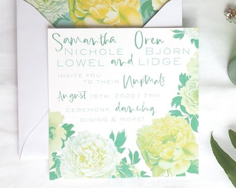 Peony Square Invitation Insert {Design #2 - flowers available in many colors)